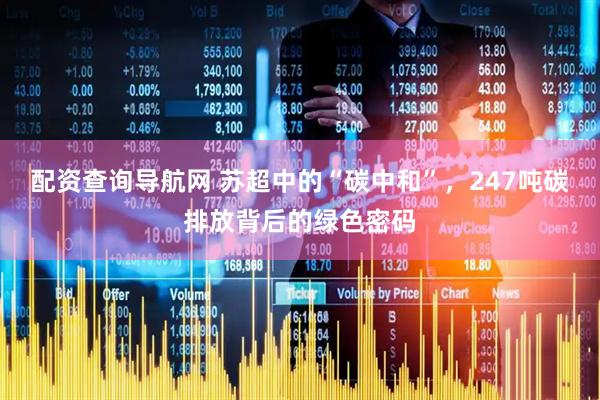 配资查询导航网 苏超中的“碳中和”，247吨碳排放背后的绿色密码
